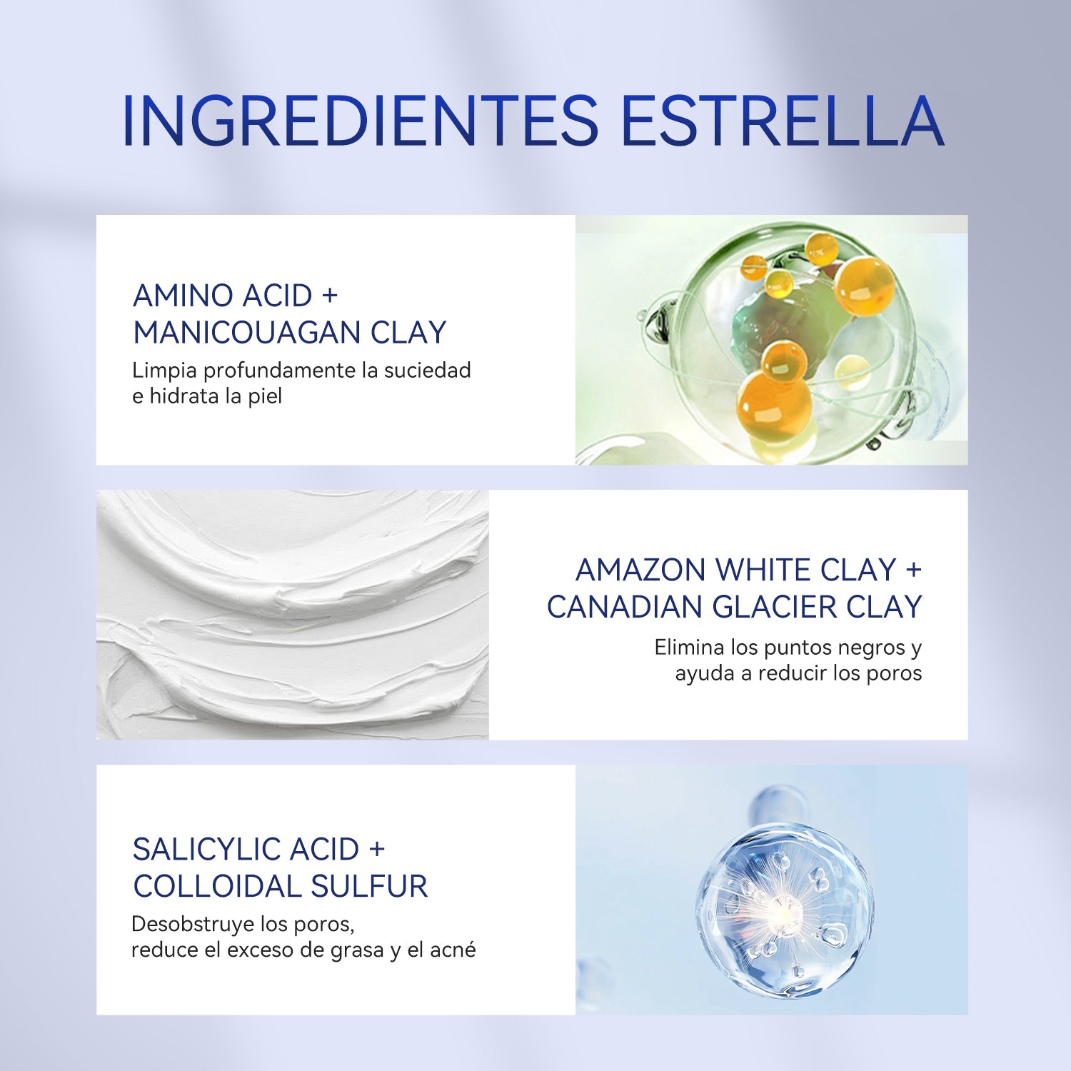 Set antiacné de 3 pasos (Mascarilla de arcilla + Loción secante + Limpiador facial de doble tubo)