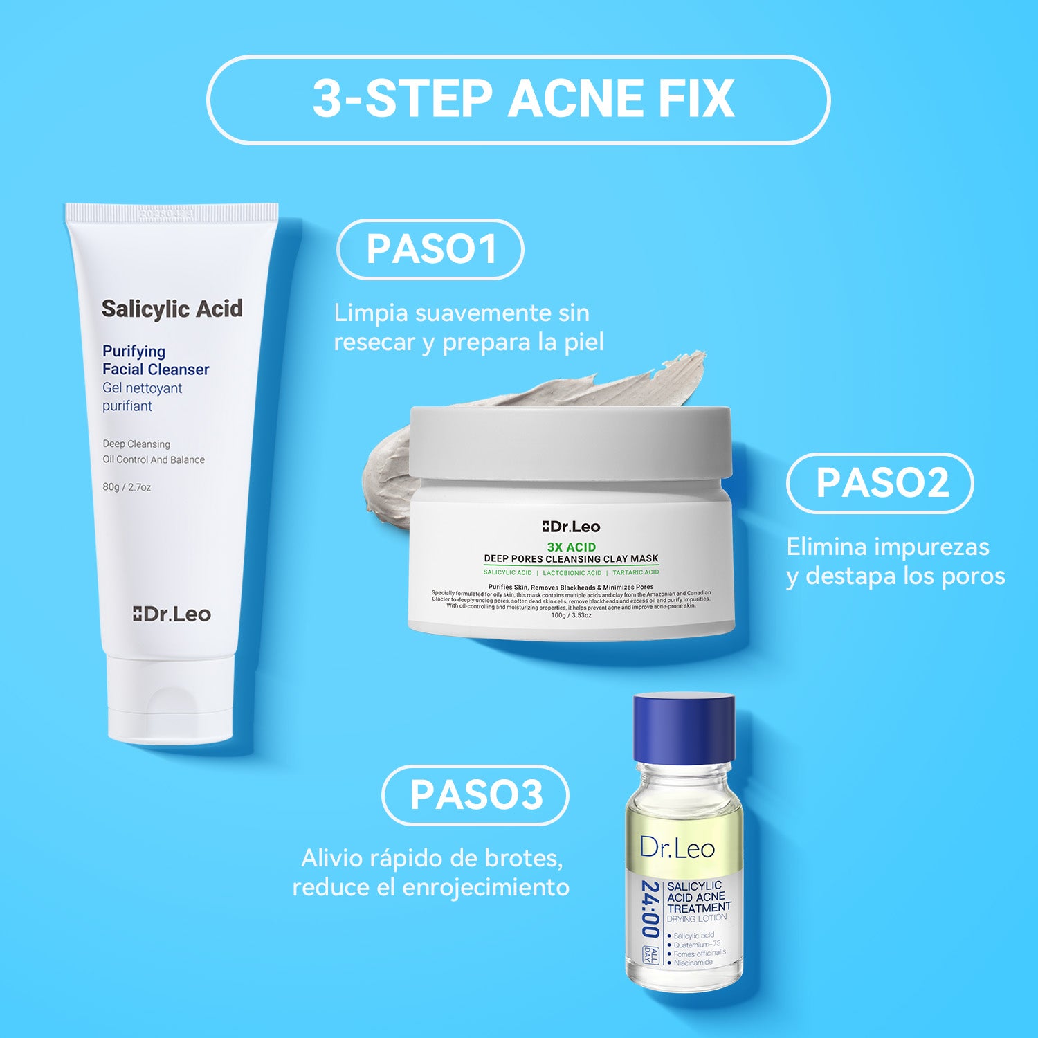 【Envío Gratis】Set antiacné de 3 pasos
