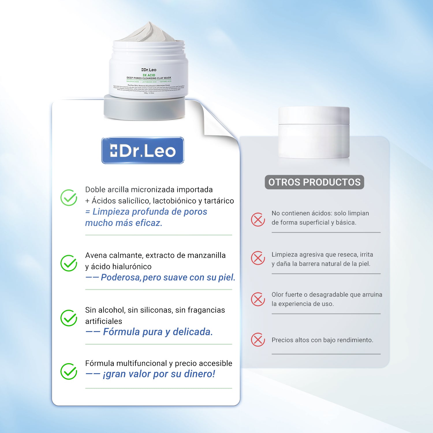 【Preventa】Mascarilla de Arcilla con 3 Ácidos para Limpieza Profunda de Poros