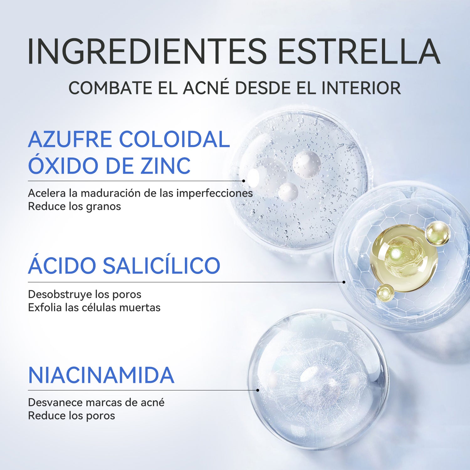 Loción para el tratamiento del acné con ácido salicílico-3 piezas