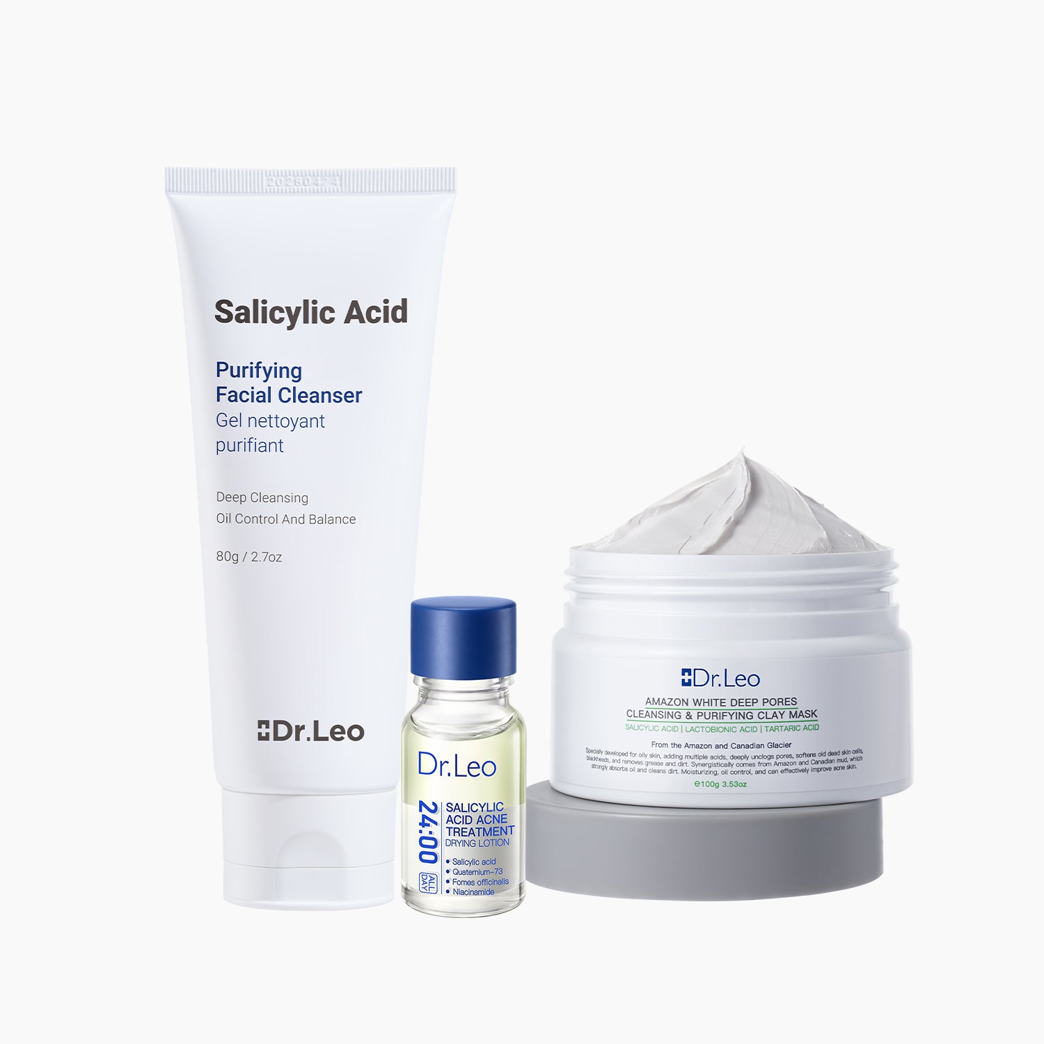Set antiacné de 3 pasos (Mascarilla de arcilla + Loción secante + Limpiador)