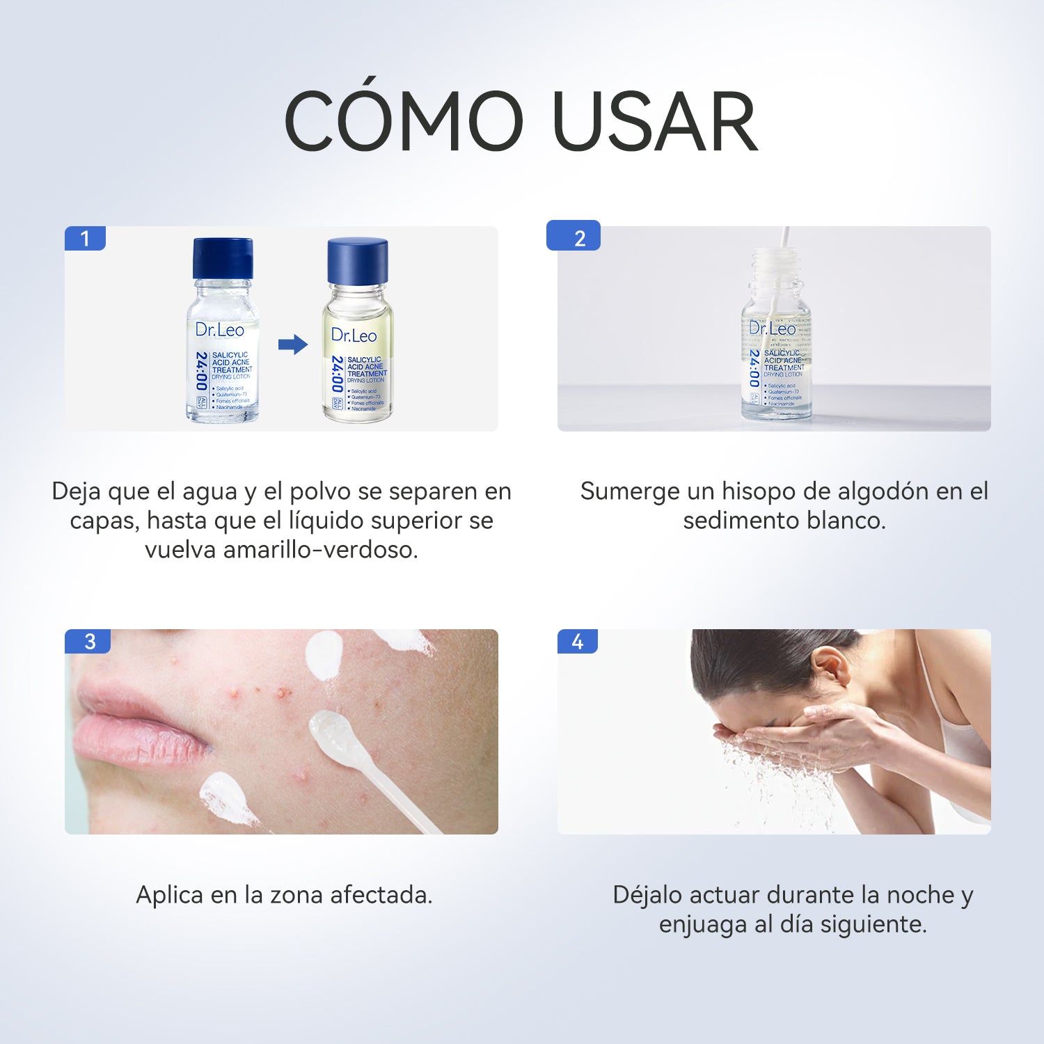 Loción para el tratamiento del acné con ácido salicílico-3 piezas