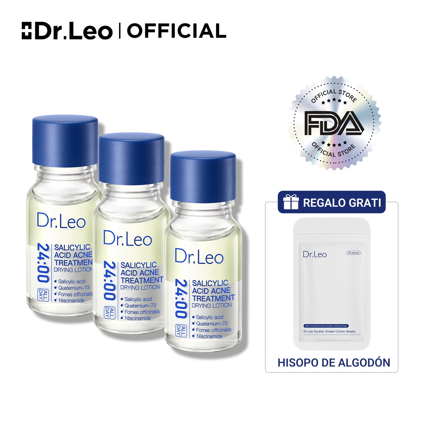 Loción para el tratamiento del acné con ácido salicílico-3 piezas