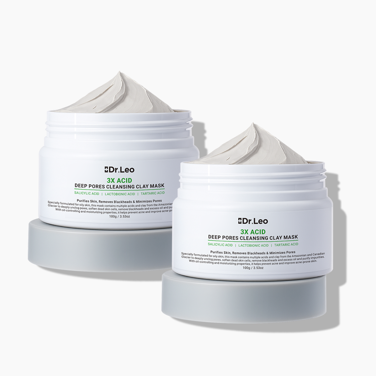 Mascarilla de Arcilla Purificante y Limpieza Profunda de Poros con Arcilla Blanca Amazónica - 2 Piezas