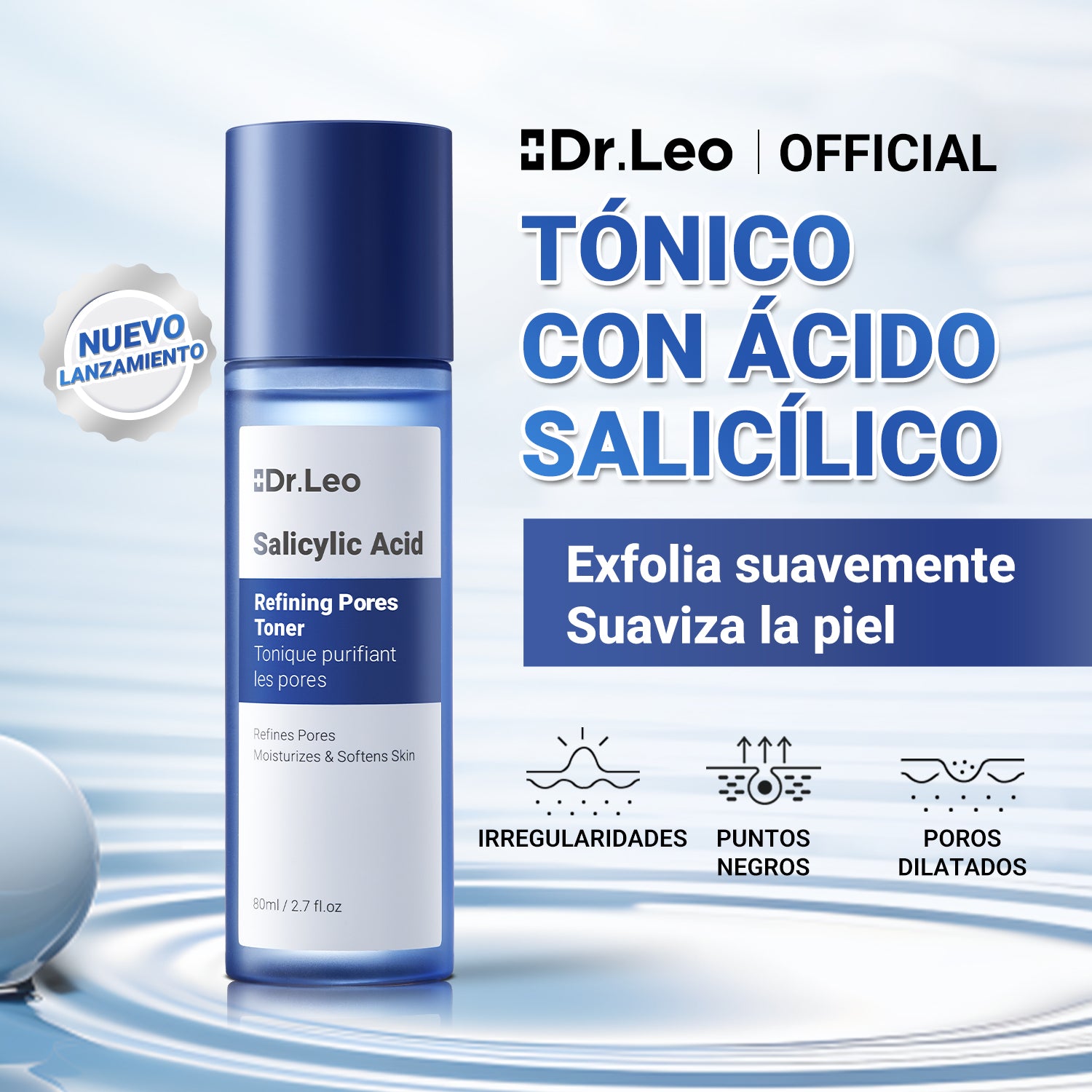 Tónico de ácido salicílico para refinar poros