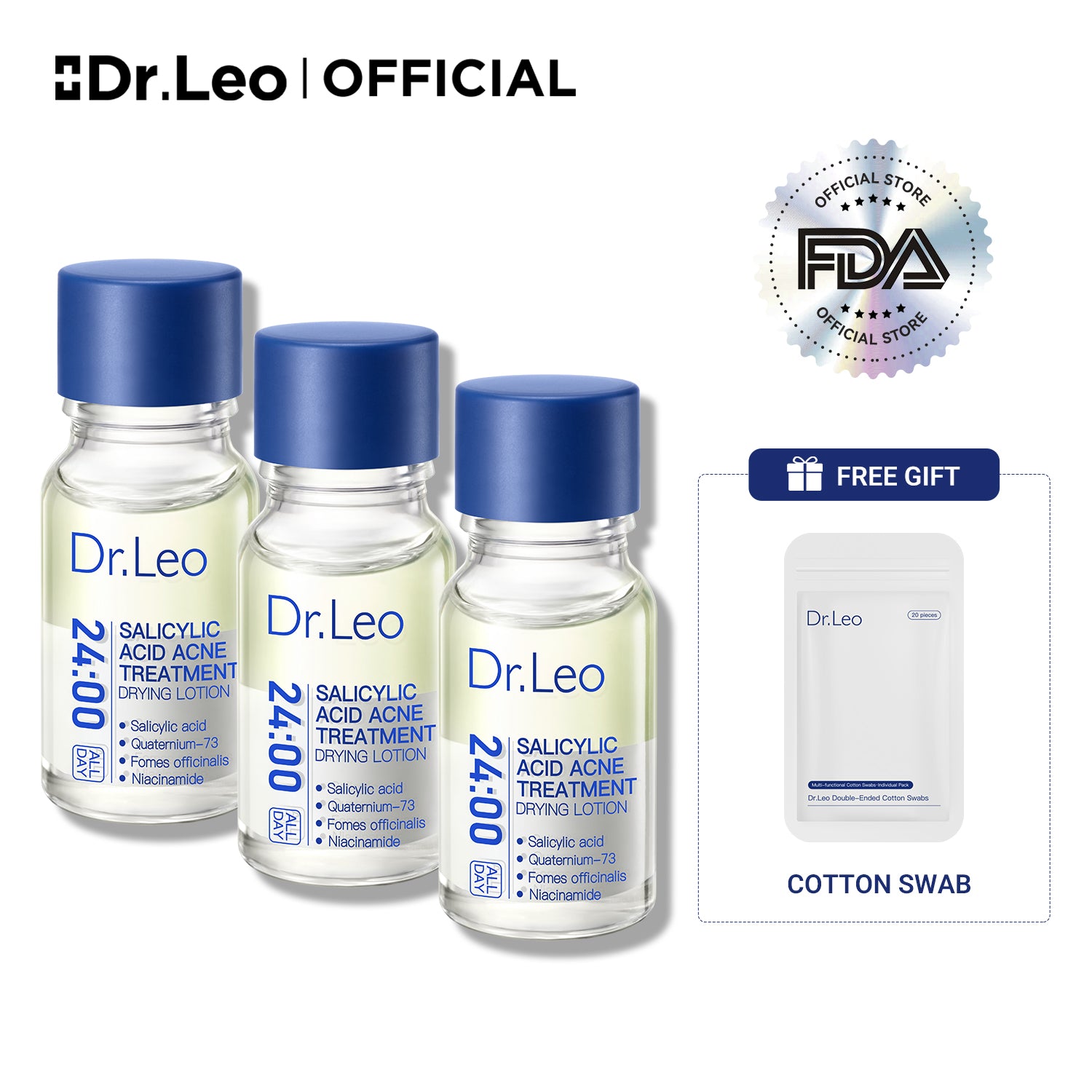 Loción secante para el tratamiento del acné con ácido salicílico del Dr. Leo